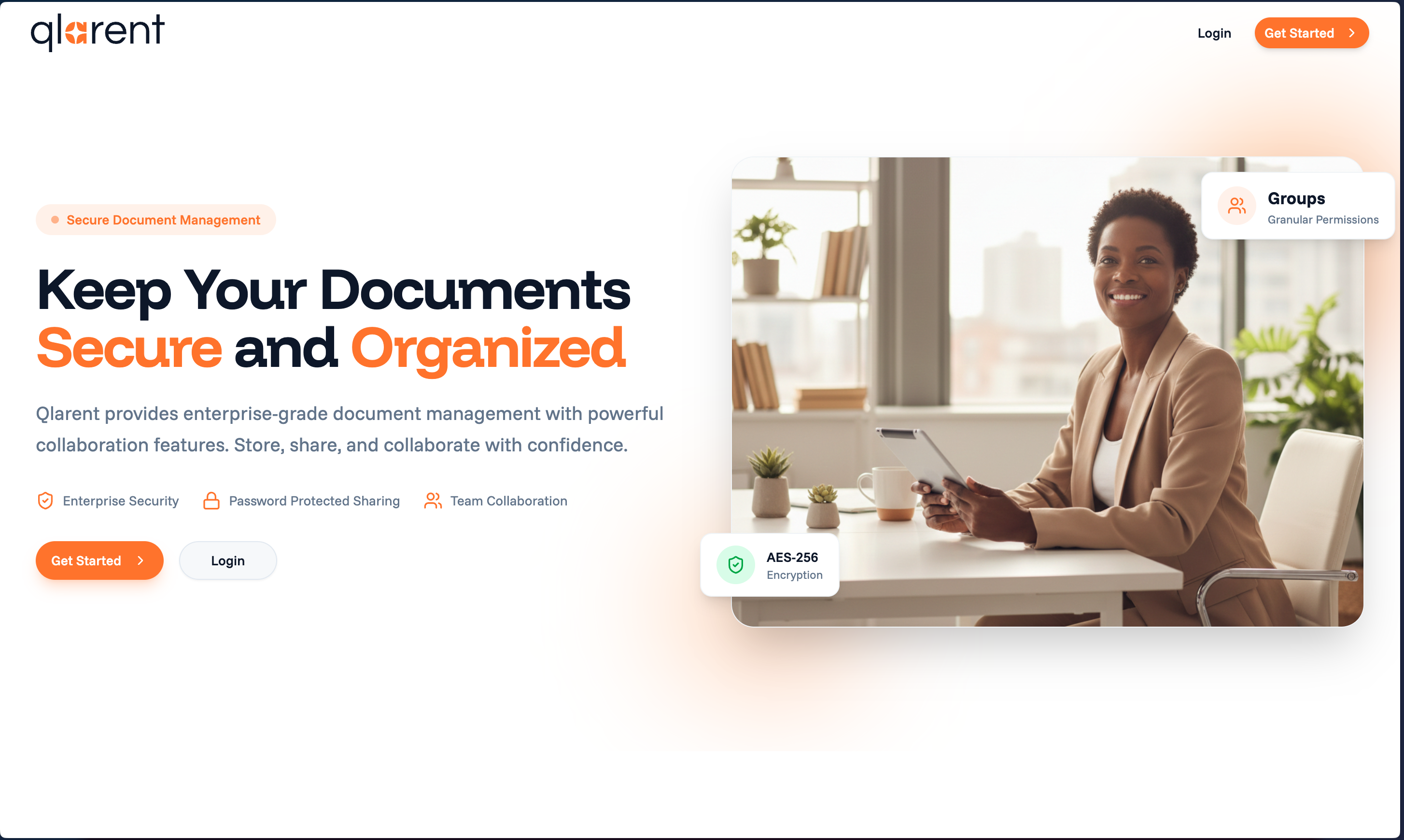 Qlarent application interface showing file organization and management